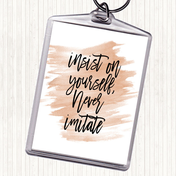 Watercolour Never Imitate Quote Keyring Watercolour Never Imitate Quote Keyring