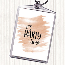 Watercolour Party Time Quote Keyring