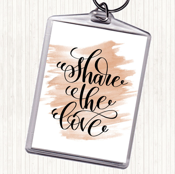 Watercolour Share The Love Quote Keyring