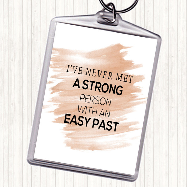 Watercolour Strong Person Quote Keyring