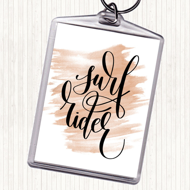 Watercolour Surf Rider Quote Keyring
