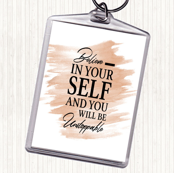 Watercolour Believe In Yourself Quote Keyring