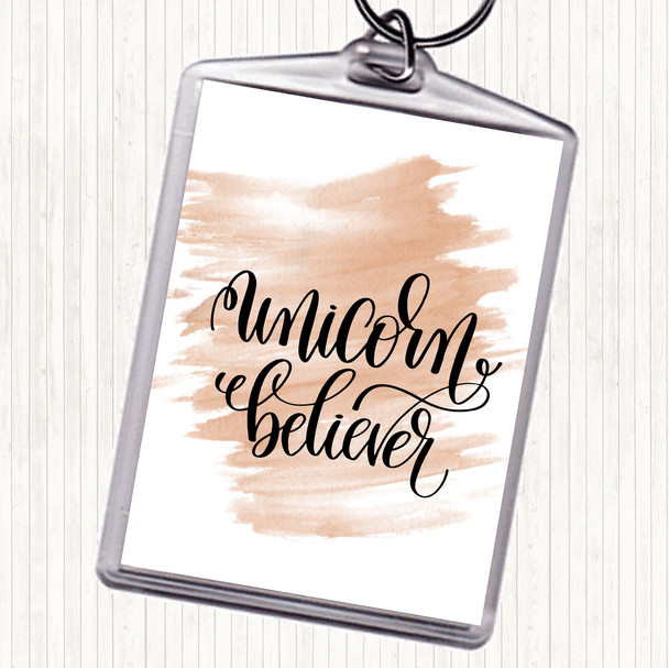 Watercolour Unicorn Believer Quote Keyring
