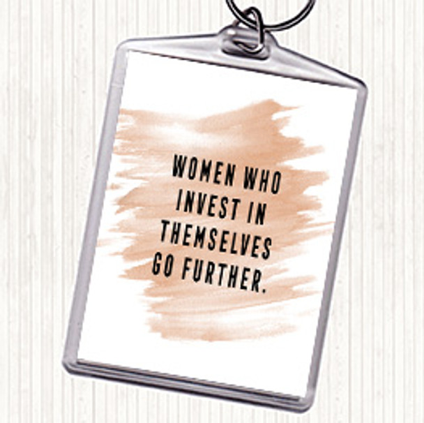 Watercolour Women Who Invest Quote Keyring
