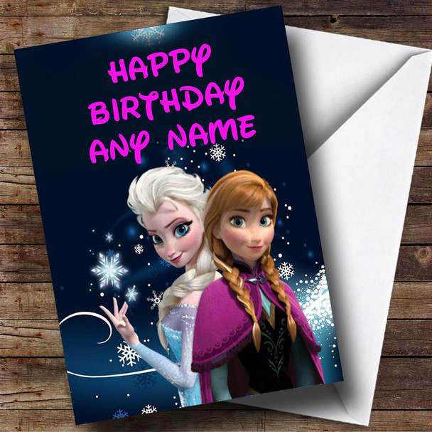 Anna And Elsa Frozen Princess Customised Birthday Card - FR1