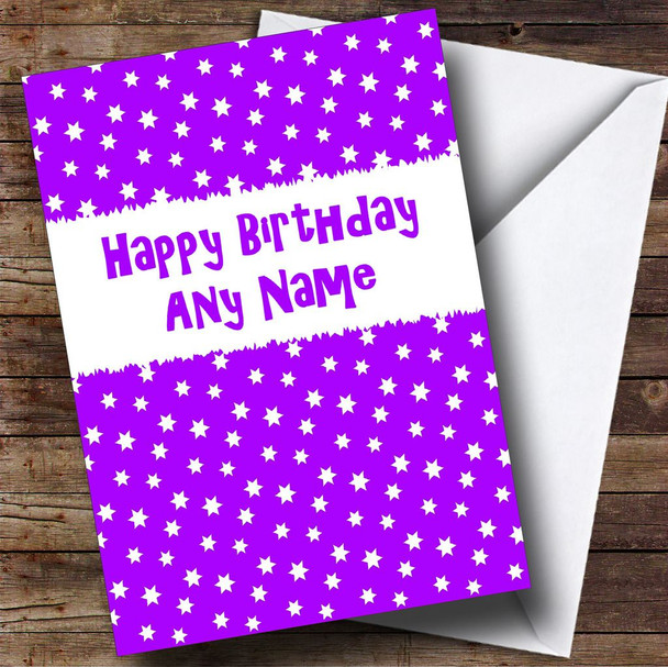 Purple & White Stars Customised Birthday Card