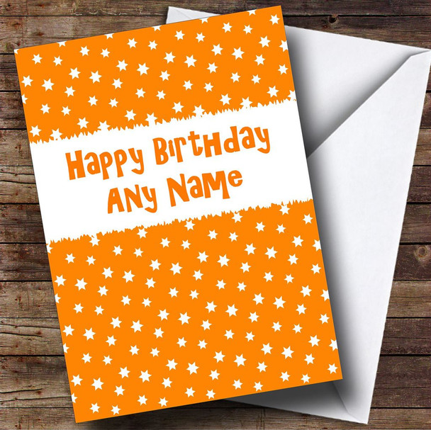 Orange & White Stars Customised Birthday Card