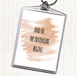 Watercolour Adventure Begins Quote Keyring