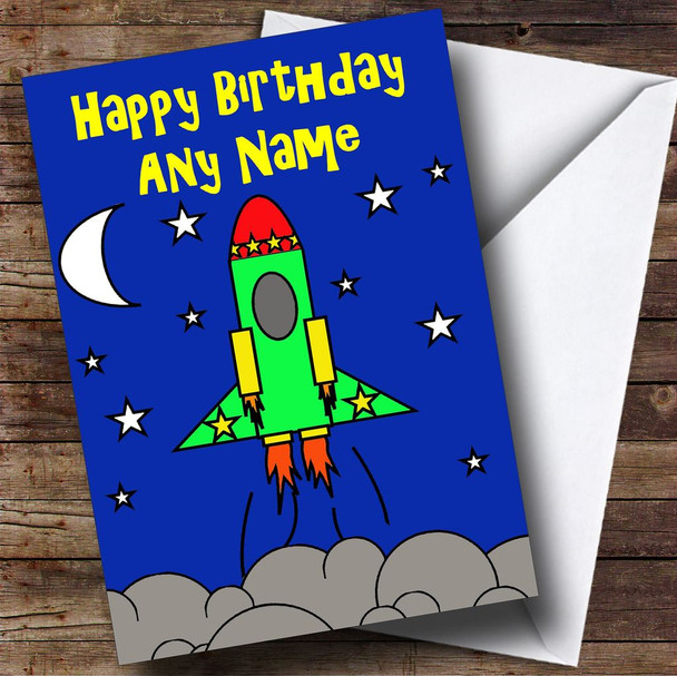 Blue Rocket Card Customised Birthday Card