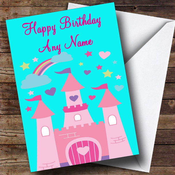 Pink Castle Princess Customised Birthday Card