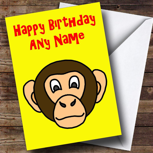 Monkey Cartoon Face Customised Birthday Card