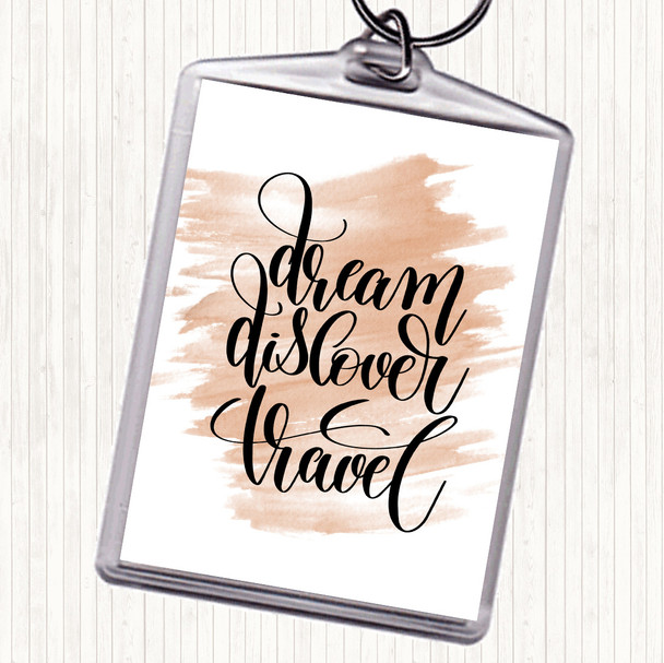Watercolour Dream Travel Quote Keyring