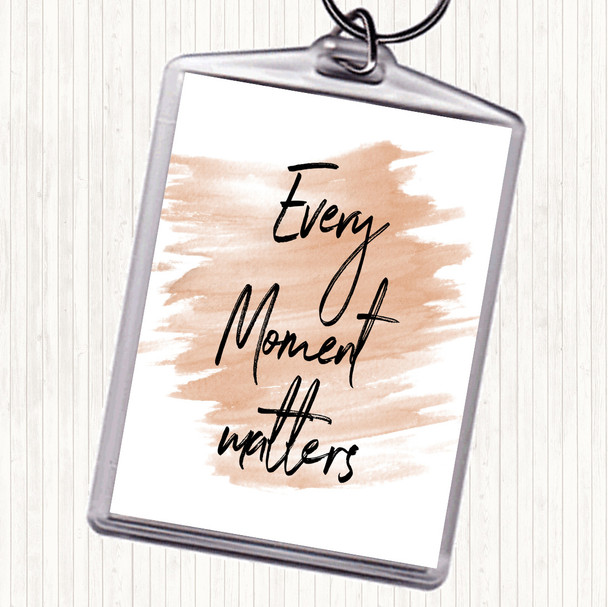 Watercolour Every Moment Matters Quote Keyring