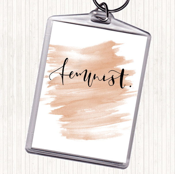 Watercolour Feminist Swirly Quote Keyring Watercolour Feminist Swirly Quote Keyring