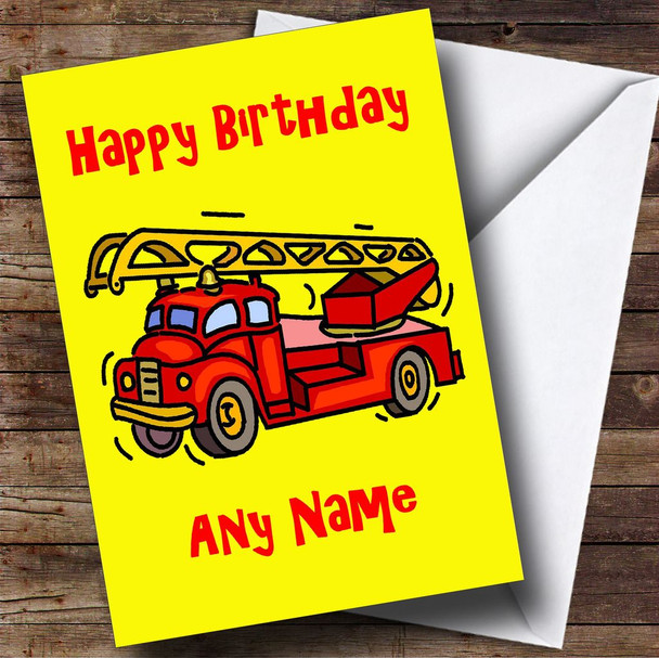 Fire Engine Customised Birthday Card