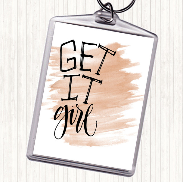 Watercolour Get It Girl Quote Keyring