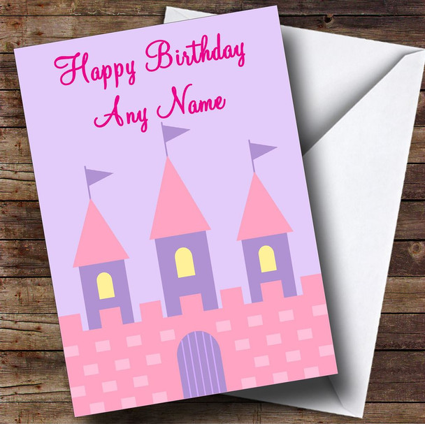 Pink Princess Castle Customised Birthday Card