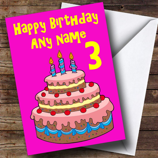 Pink Birthday Cake Customised Birthday Card