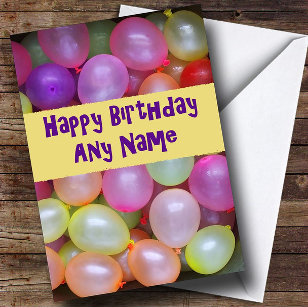 Pastel Coloured Balloons Customised Birthday Card