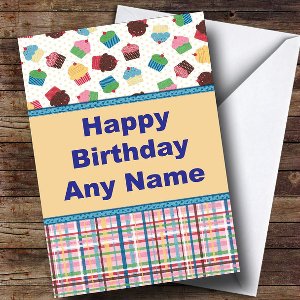 Cupcakes Check Customised Children's Birthday Card