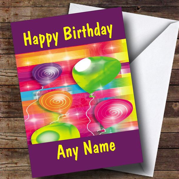 Colourful Party Balloons Customised Children's Birthday Card
