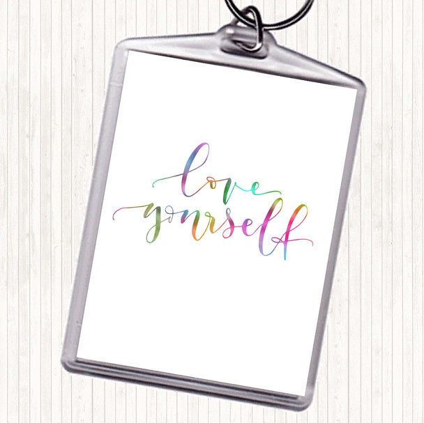 Love Yourself Love Rainbow Quote Keyring