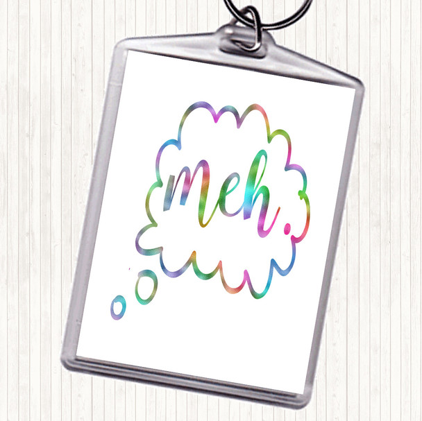 Meh Rainbow Quote Keyring