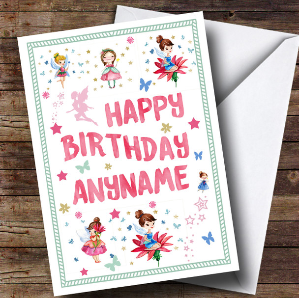 Pretty Cute Little Fairies Girls Children's Birthday Customised Card