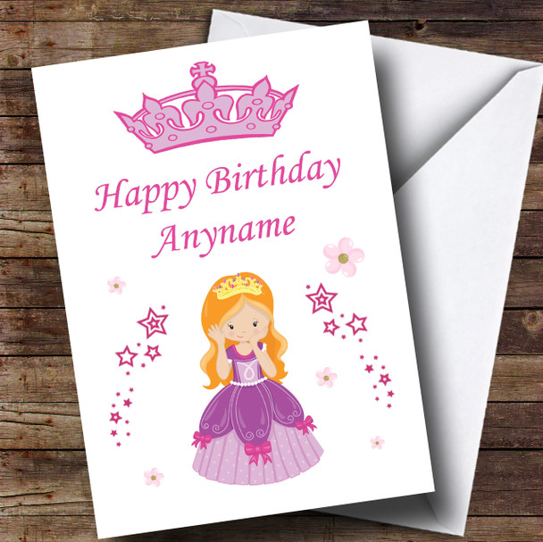 Red Hair Princess Flowers Stars Children's Birthday Customised Card