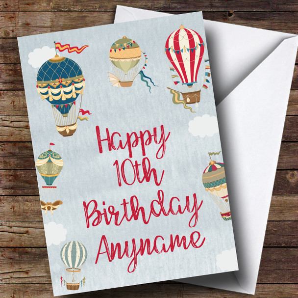 Blue Sky Floating Air Balloons Children's Birthday Customised Card