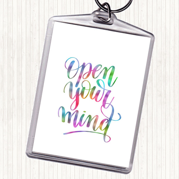 Open Your Mind Rainbow Quote Keyring