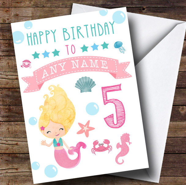 Under The Sea Mermaid Age Children's Birthday Customised Card