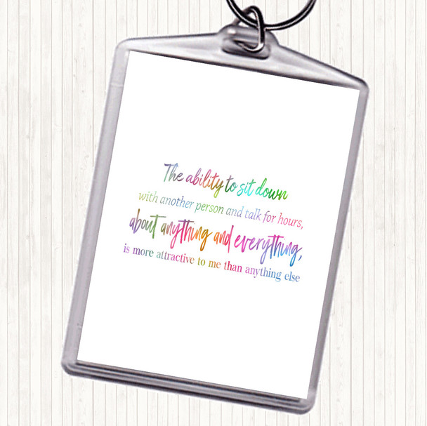 Ability To Sit Down Rainbow Quote Keyring
