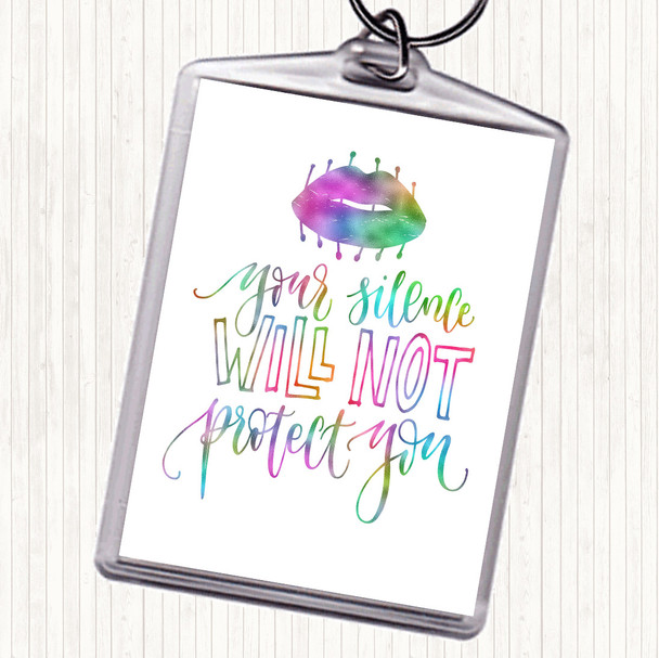 Silence Not Protect Rainbow Quote Keyring