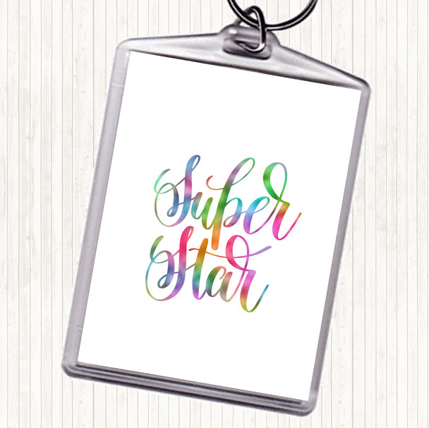 Super Star Rainbow Quote Keyring