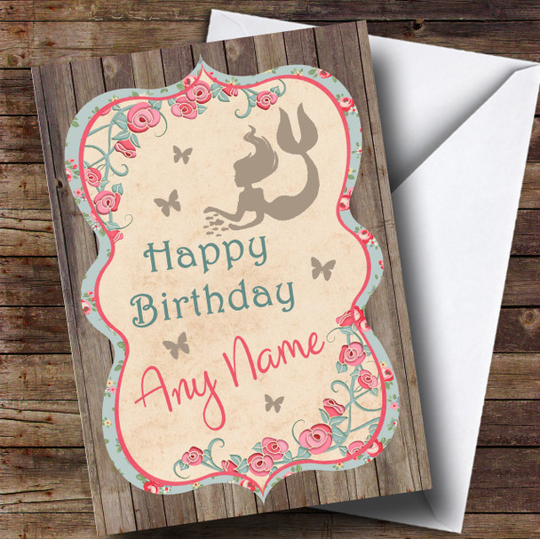 Shabby Chic Mermaid Children's Birthday Customised Card