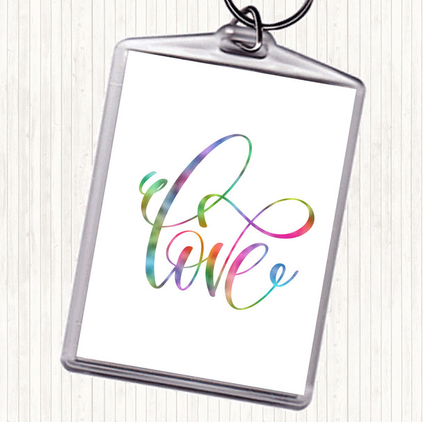 Swirly Love Rainbow Quote Keyring