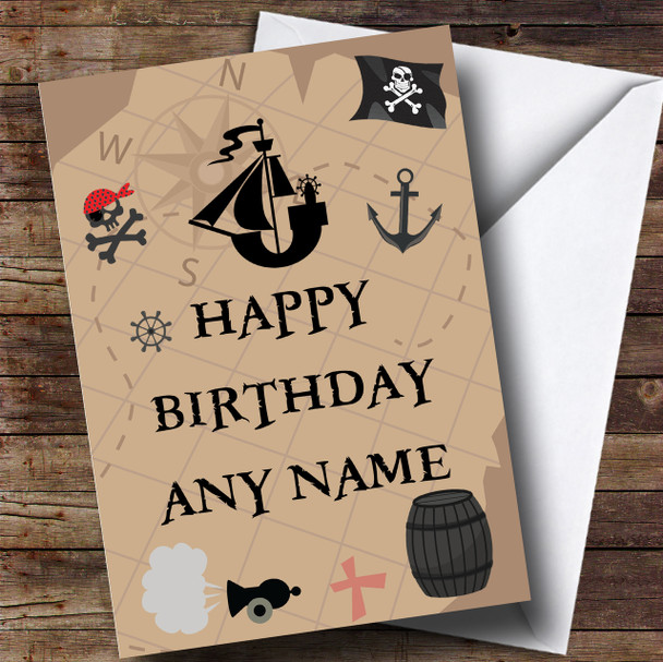 Pirate Map Children's Birthday Customised Card