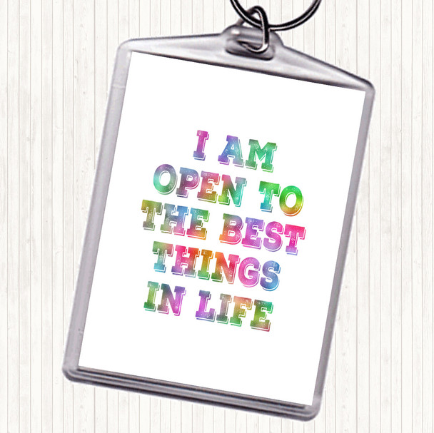 Best Things In Life Rainbow Quote Keyring