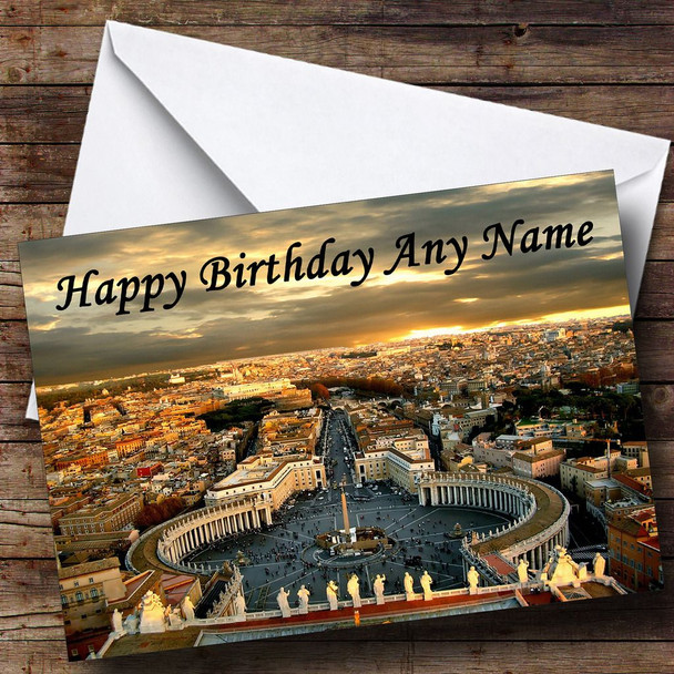 Rome St Peter's Square Italy Customised Birthday Card