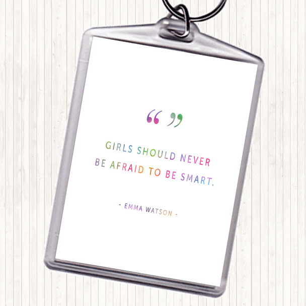 Afraid To Be Smart Rainbow Quote Keyring