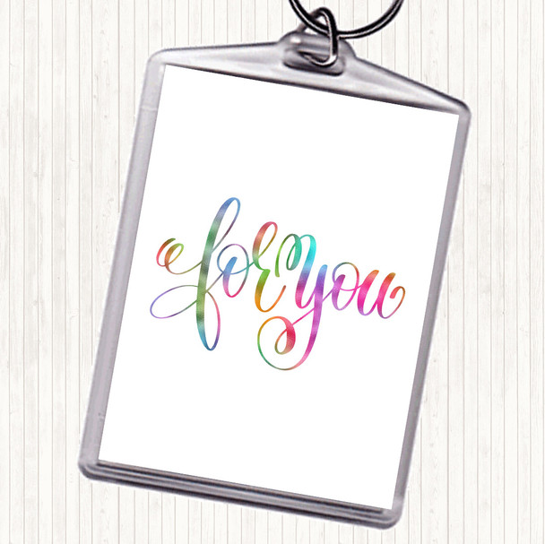 Christmas For You Rainbow Quote Keyring