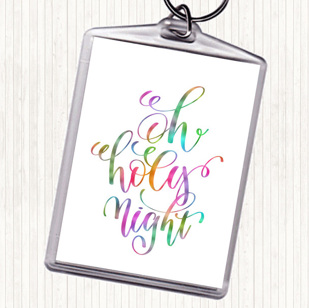 Christmas Oh Holy Night Rainbow Quote Keyring
