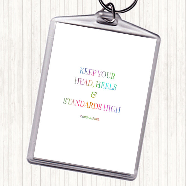 Coco Chanel High Standard & Heels Rainbow Quote Keyring