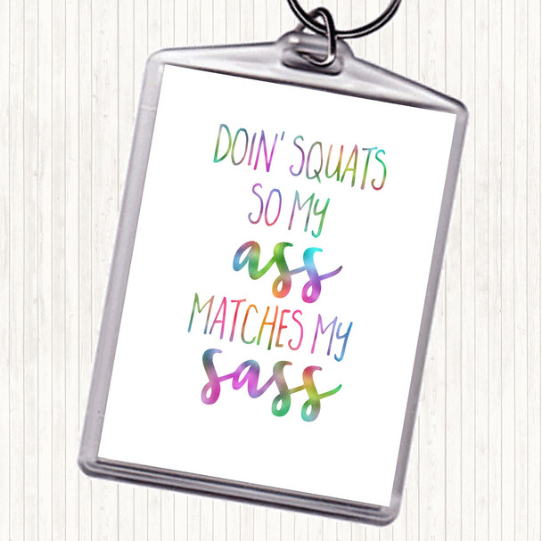 Doin Squats Rainbow Quote Keyring