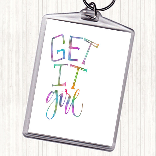Get It Girl Rainbow Quote Keyring