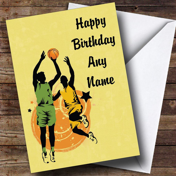 Yellow Basketball Players Customised Birthday Card