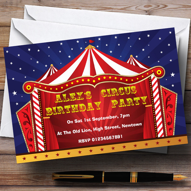 Circus Tent Theme Customised Birthday Party Invitations