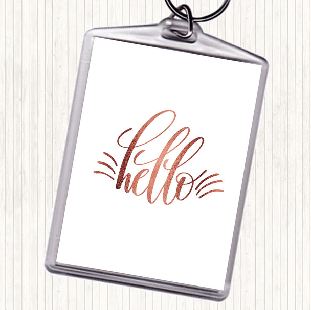 Rose Gold Hello Quote Keyring