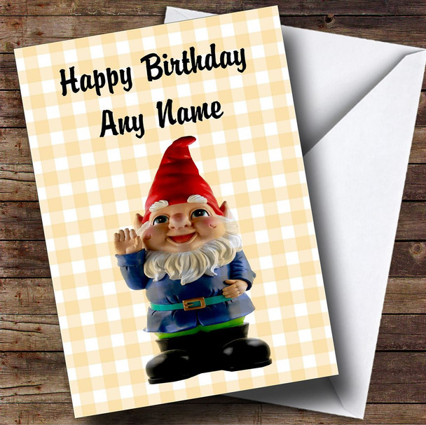 Cute Smiling Gnome Customised Birthday Card
